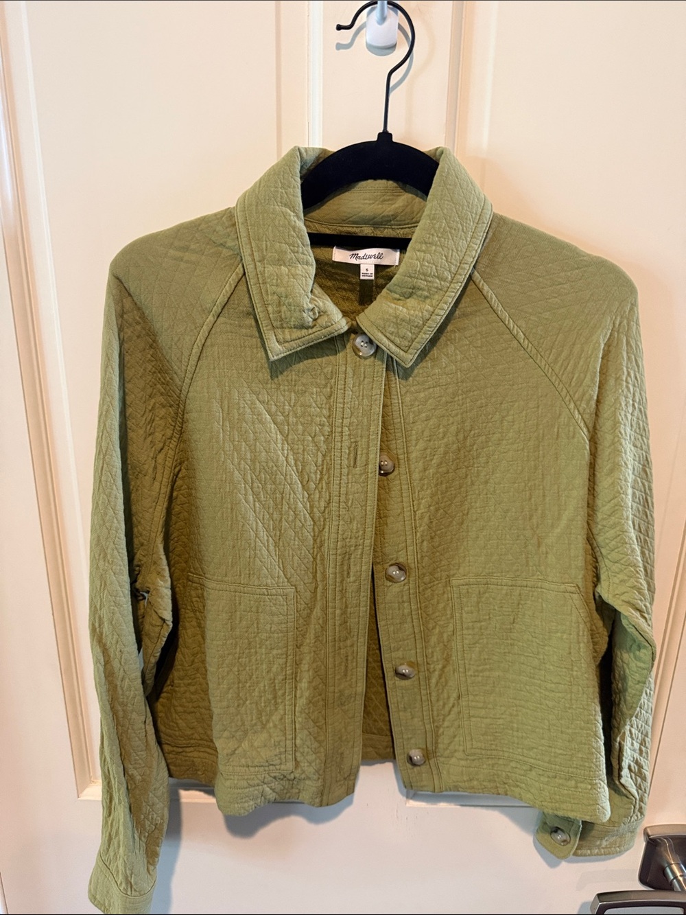 Madewell Light Olive Quilted Button-Up Jacket